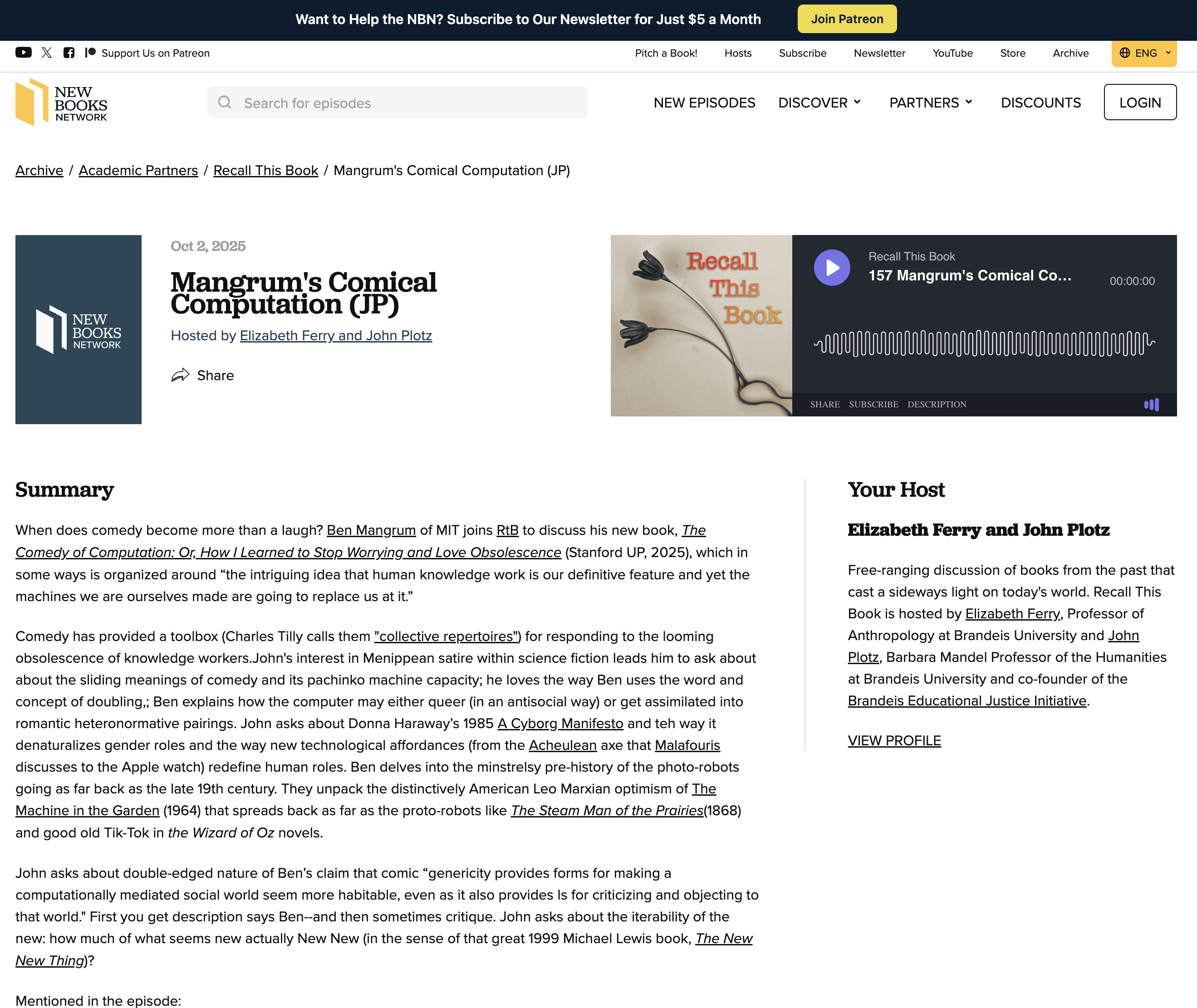 Recall This Book Podcast | Ben Mangrum’s Comical Computation